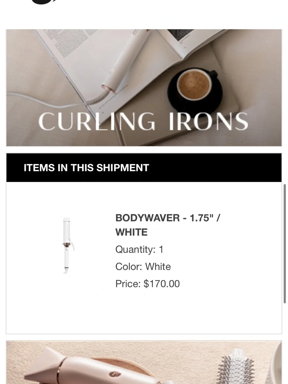 T3 Body Waver 1.75 White Curling Iron with Rose Gold Accents